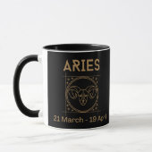 Aries Zodiac Sign mit Symbol und Eigenschaften Tasse (Links)