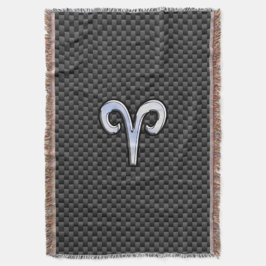 Aries Zodiac Sign on Carbon Fibre Style Decke (Vorderseite Vertikal)