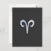Aries Zodiac Sign on Carbon Fibre Style Postkarte (Vorne/Hinten)