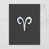 Aries Zodiac Sign on Carbon Fibre Style Postkarte (Vorderseite)