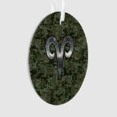 Aries Zodiac Sign on Woodland Style Digital Camo Ornament (Vorderseite)