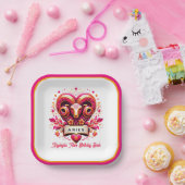 Aries Zodiac Sign Pink und Orange Ram Birthday Pappteller (Party)