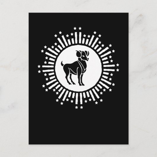 Aries Zodiac Sign Ram Cosmic Sternexplosion Design Feiertagspostkarte (Vorderseite)