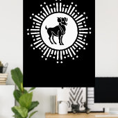 Aries Zodiac Sign Ram Cosmic Sternexplosion Design Poster (Heimbüro)