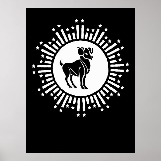 Aries Zodiac Sign Ram Cosmic Sternexplosion Design Poster (Vorne)
