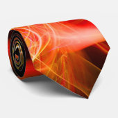ARIES ZODIAC SIGN,RED ORANGE FRAKTAL WAVES,WIRBEL KRAWATTE (Gerollt)