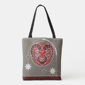 Aries Zodiac Sign Red White Gray Mandala Tasche (Rückseite)