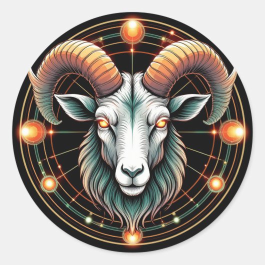 Aries Zodiac Sign Runder Aufkleber (Vorderseite)