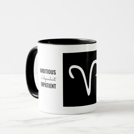 Aries Zodiac Sign Tasse 🖤 (Personalisiert) (Vorderseite Links)