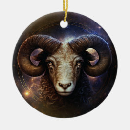 Aries Zodiac Sign Watercolor Design Keramik Ornament