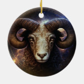 Aries Zodiac Sign Watercolor Design Keramik Ornament (Hinten)