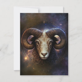 Aries Zodiac Sign Watercolor Design Mitteilungskarte