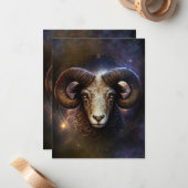 Aries Zodiac Sign Watercolor Design Mitteilungskarte (Vorderseite/Rückseite Beispiel)