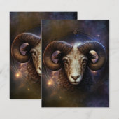 Aries Zodiac Sign Watercolor Design Mitteilungskarte (Vorne/Hinten)