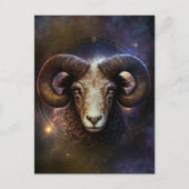 Aries Zodiac Sign Watercolor Design Postkarte (Vorderseite)