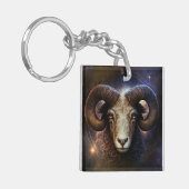 Aries Zodiac Sign Watercolor Design Schlüsselanhänger (Vorderseite links)