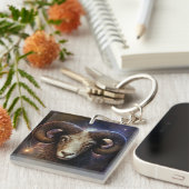 Aries Zodiac Sign Watercolor Design Schlüsselanhänger (Vorderseite rechts)