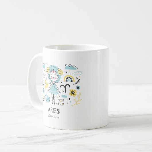 Aries Zodiac Signature Tasse, Niedlich Astrologie Kaffeetasse (Vorderseite Links)