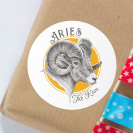 Aries Zodiac signiert Astrologie Bighorn Ram Anima Runder Aufkleber