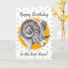 Aries Zodiac signiert Bighorn Ram Animal Art Birth Karte