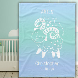 Aries Zodiac Star Name Birthdate Blue Baby Fleecedecke