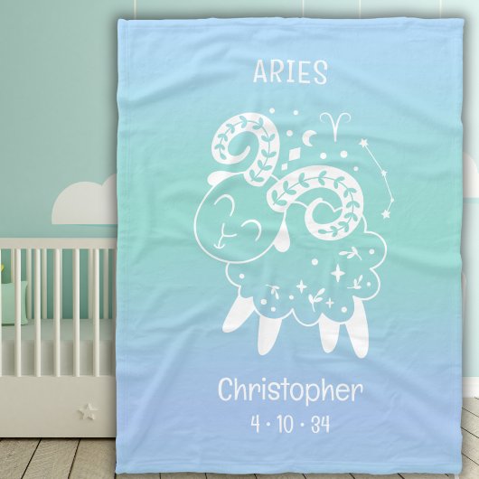 Aries Zodiac Star Name Birthdate Blue Baby Fleecedecke