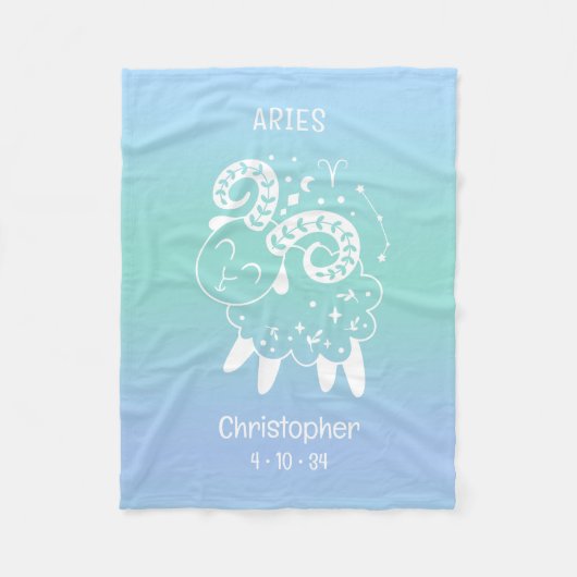 Aries Zodiac Star Name Birthdate Blue Baby Fleecedecke (Vorderseite)