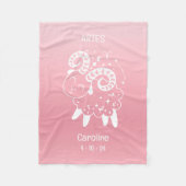 Aries Zodiac Star Name Birthdate Pink Baby Fleecedecke (Vorderseite)