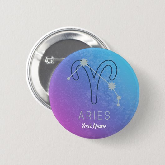 Aries Zodiac Star Sign Horoskop Constellation Button (Vorne & Hinten)