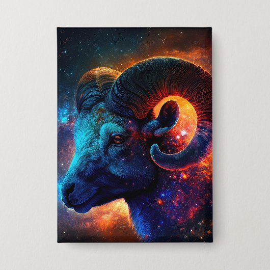 Aries Zodiac Star Sign - Knopf Rechteck Button (Vorderseite)