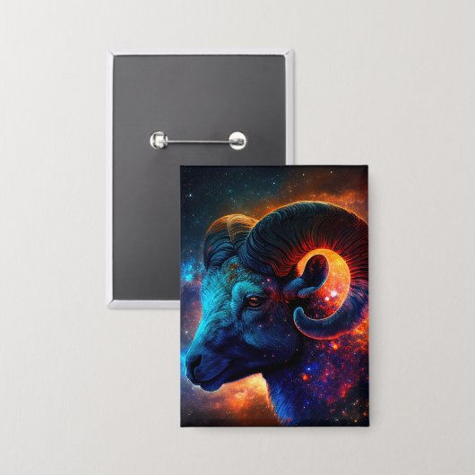 Aries Zodiac Star Sign - Knopf Rechteck Button (Vorderseite/Rückseite)
