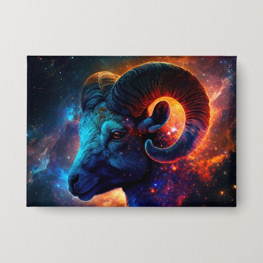 Aries Zodiac Star Sign - Knopf Rechteck Button (Vorderseite)