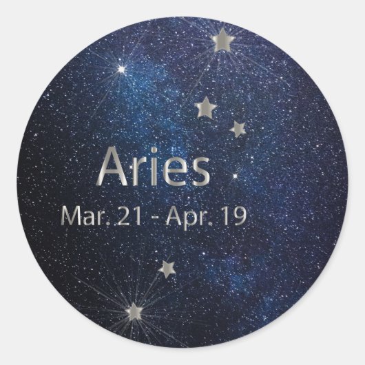 Aries - Zodiac Star Sign Runder Aufkleber (Vorderseite)