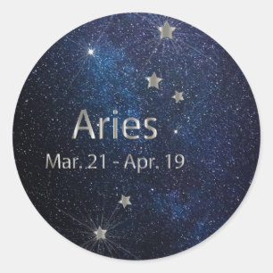 Aries - Zodiac Star Sign Runder Aufkleber