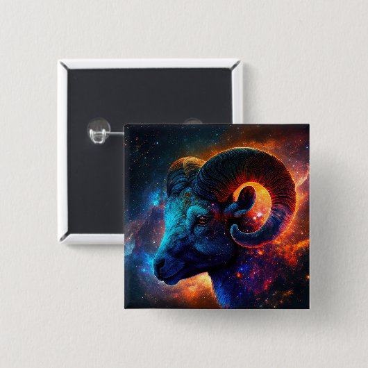 Aries Zodiac Star Sign Square Button (Vorne & Hinten)