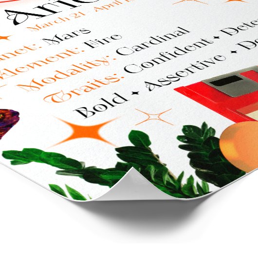 Aries Zodiac Star Sign Y2K White 4:5 Poster (Ecke)