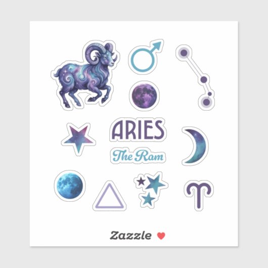 Aries Zodiac Sticker Collection (Blatt)