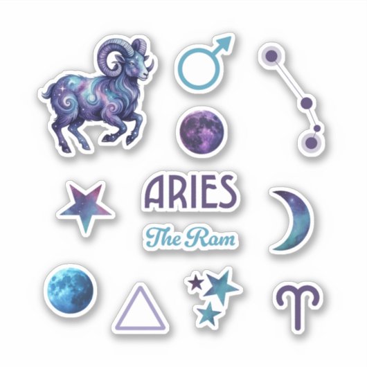 Aries Zodiac Sticker Collection (Vorderseite)