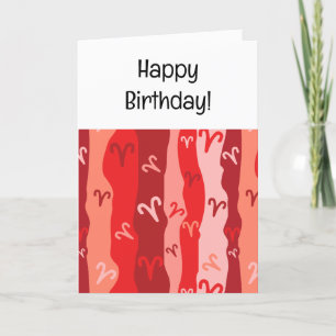 Aries Zodiac Stripes Birthday Card Dankeskarte