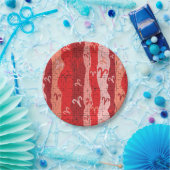 Aries Zodiac Stripes Broken Tiles Pappteller (Party)