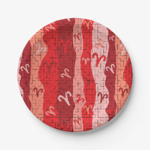 Aries Zodiac Stripes Broken Tiles Pappteller