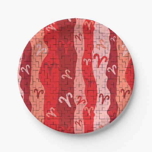 Aries Zodiac Stripes Broken Tiles Pappteller (Vorderseite)