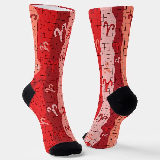 Aries Zodiac Stripes Broken Tiles Socken (Gewinkelt)
