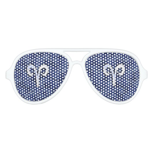Aries Zodiac-Symbol auf Navy Blue Digital-Camoufla Partybrille (Vorderseite)