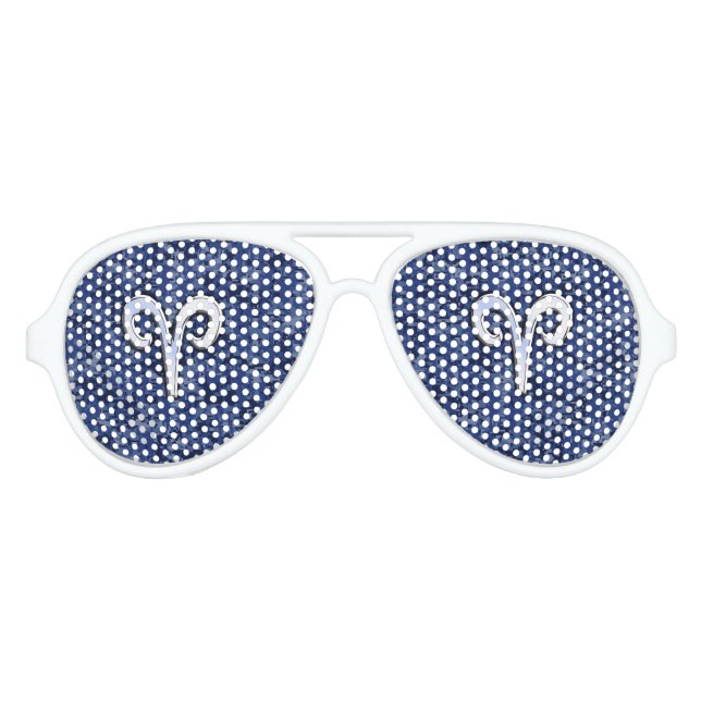 Aries Zodiac-Symbol auf Navy Blue Digital-Camoufla Partybrille (Vorderseite)