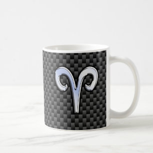Aries Zodiac Symbol Black Carbon Fiber Decke Kaffeetasse