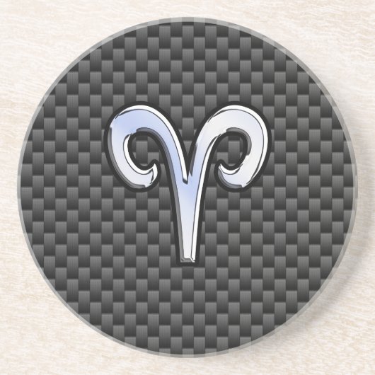 Aries Zodiac Symbol Black Carbon Fibre Decor Getränkeuntersetzer (Vorne)