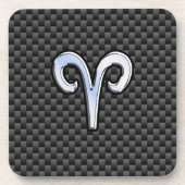 Aries Zodiac Symbol Black Carbon Fibre Decor Getränkeuntersetzer (Vorderseite)