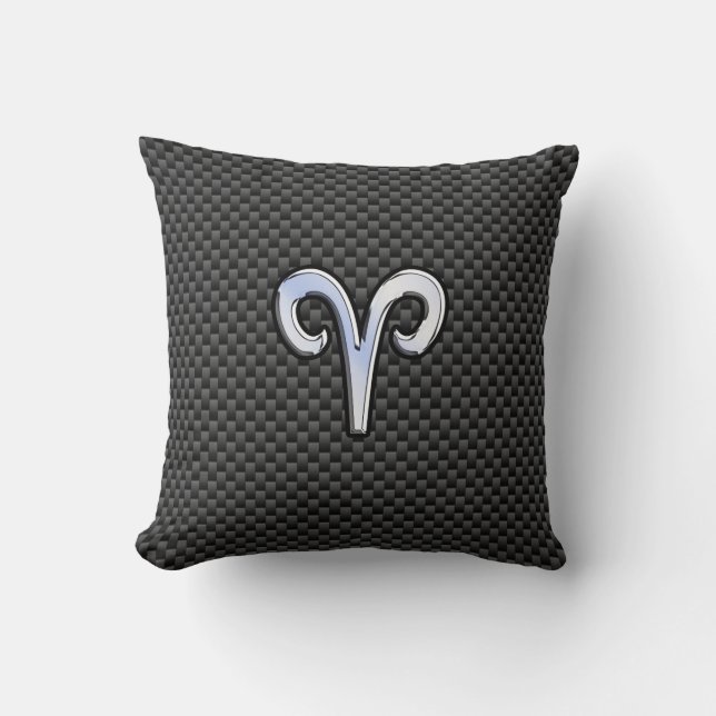 Aries Zodiac Symbol Black Carbon Fibre Decor Kissen (Vorderseite)