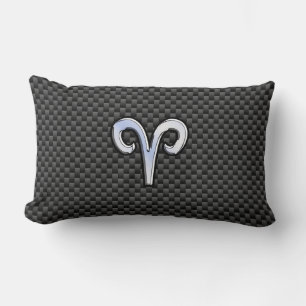 Aries Zodiac Symbol Black Carbon Fibre Decor Lendenkissen